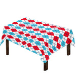 Red And Blue Argyle Pattern Print Tablecloth