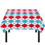Red And Blue Argyle Pattern Print Tablecloth