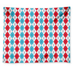 Red And Blue Argyle Pattern Print Tapestry