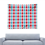 Red And Blue Argyle Pattern Print Tapestry