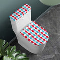 Red And Blue Argyle Pattern Print Toilet Lid And Tank Cover Set