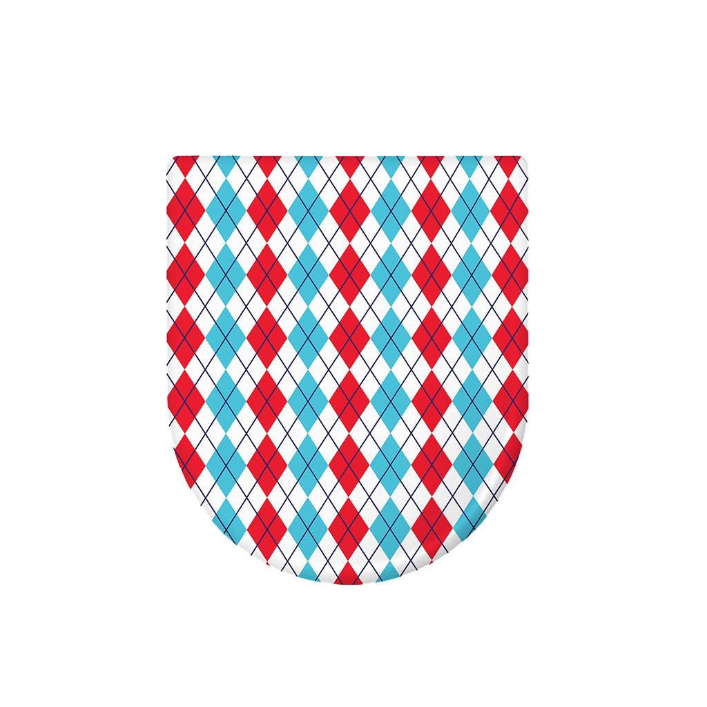 Red And Blue Argyle Pattern Print Toilet Lid Cover