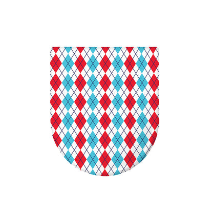 Red And Blue Argyle Pattern Print Toilet Lid Cover