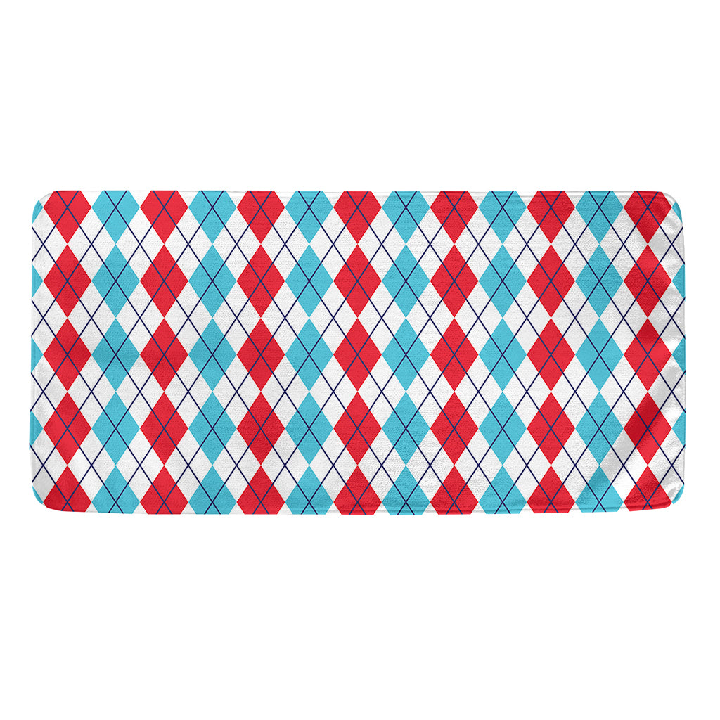 Red And Blue Argyle Pattern Print Towel