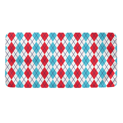 Red And Blue Argyle Pattern Print Towel