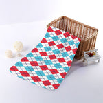Red And Blue Argyle Pattern Print Towel