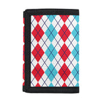 Red And Blue Argyle Pattern Print Trifold Wallet