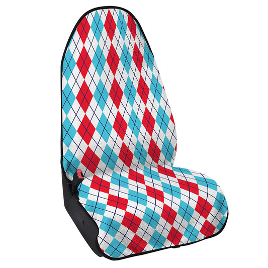 Red And Blue Argyle Pattern Print Waterproof Car Seat Cover