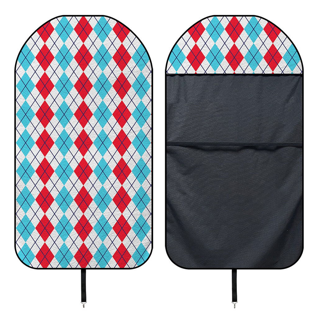 Red And Blue Argyle Pattern Print Waterproof Car Seat Cover