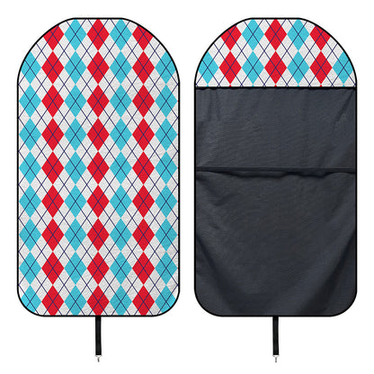 Red And Blue Argyle Pattern Print Waterproof Car Seat Cover