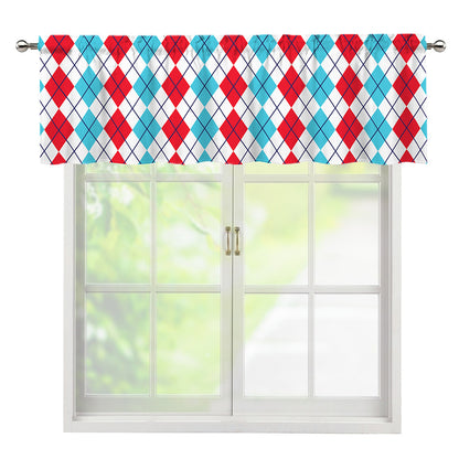 Red And Blue Argyle Pattern Print Window Valance