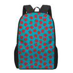 Red And Blue Carnation Pattern Print 17 Inch Backpack