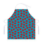 Red And Blue Carnation Pattern Print Adjustable Apron