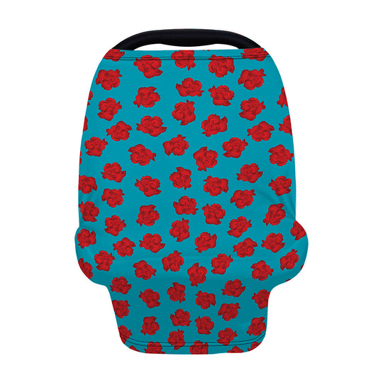 Red And Blue Carnation Pattern Print Baby Seat Cover