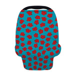 Red And Blue Carnation Pattern Print Baby Seat Cover