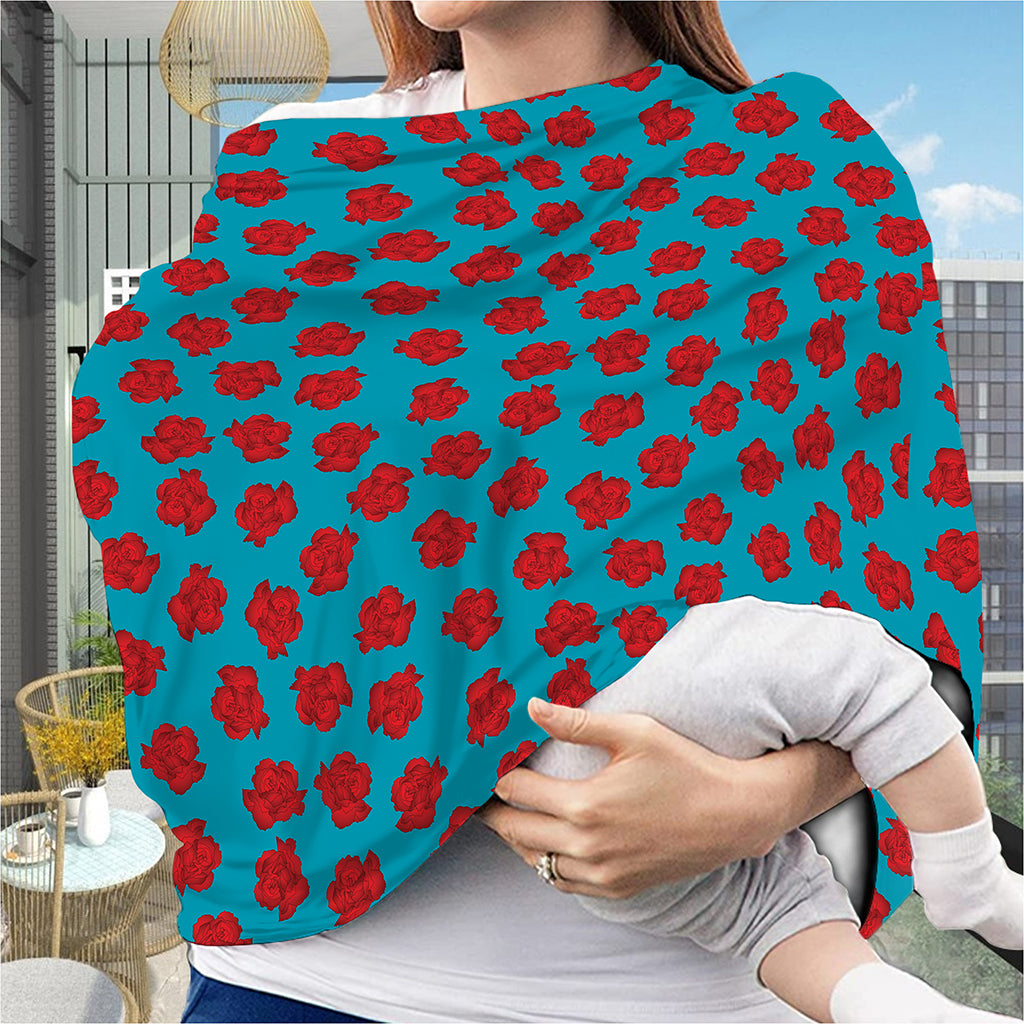 Red And Blue Carnation Pattern Print Baby Seat Cover