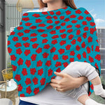 Red And Blue Carnation Pattern Print Baby Seat Cover