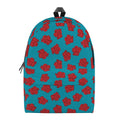 Red And Blue Carnation Pattern Print School Backpack