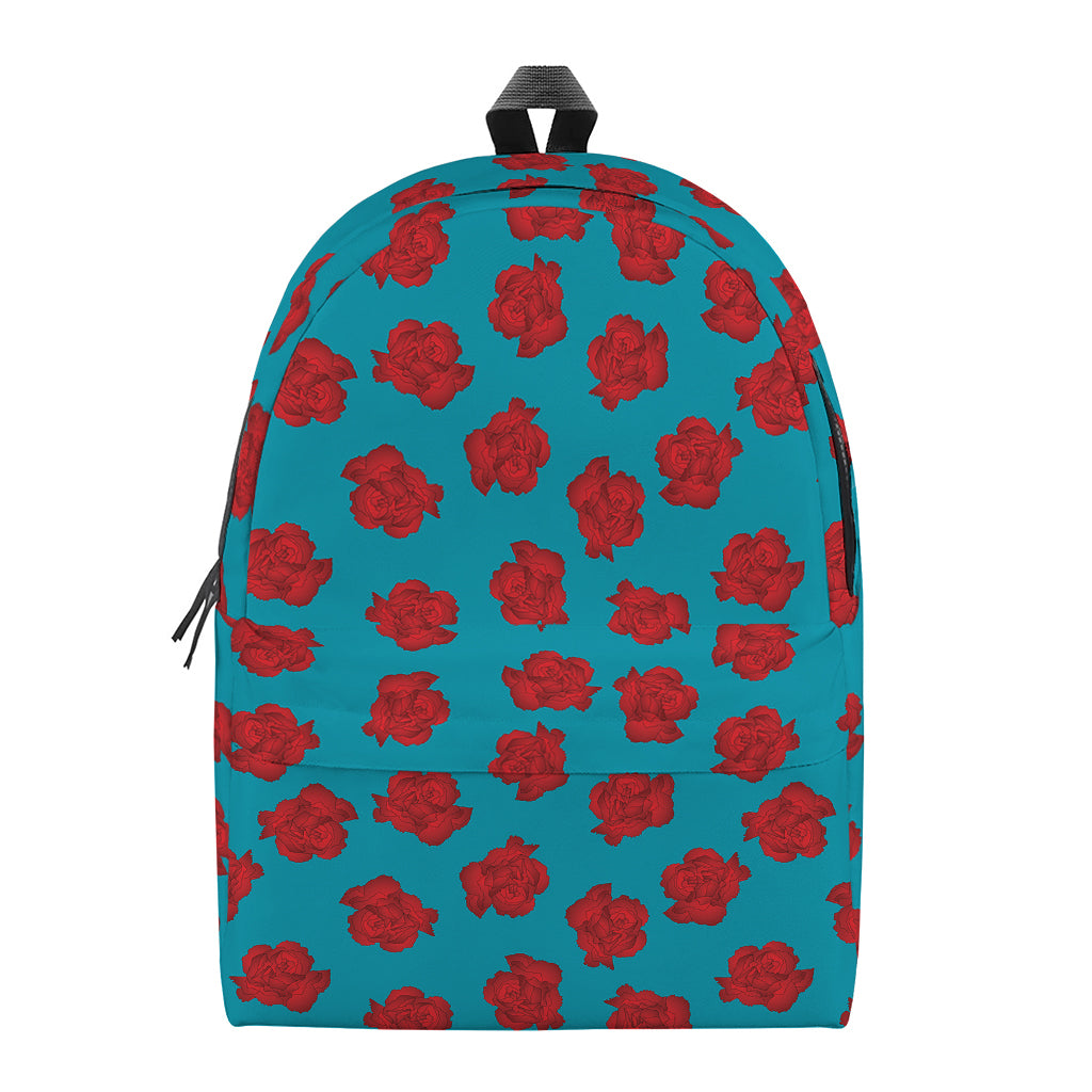 Red And Blue Carnation Pattern Print Backpack