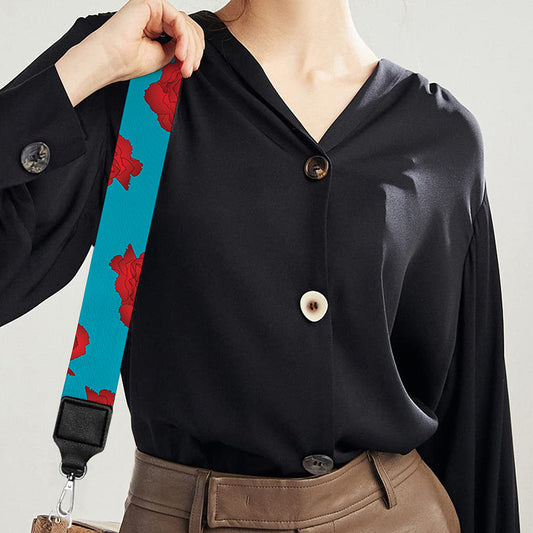 Red And Blue Carnation Pattern Print Bag Strap