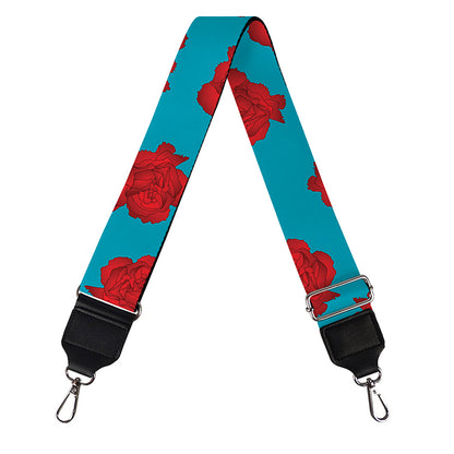 Red And Blue Carnation Pattern Print Bag Strap