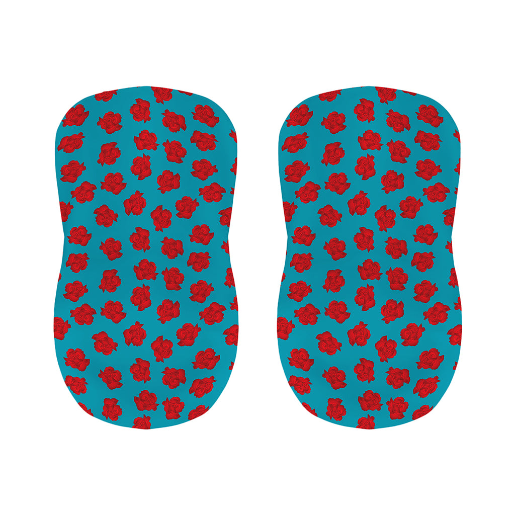 Red And Blue Carnation Pattern Print Bar Stool Covers