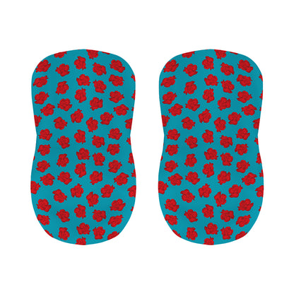 Red And Blue Carnation Pattern Print Bar Stool Covers