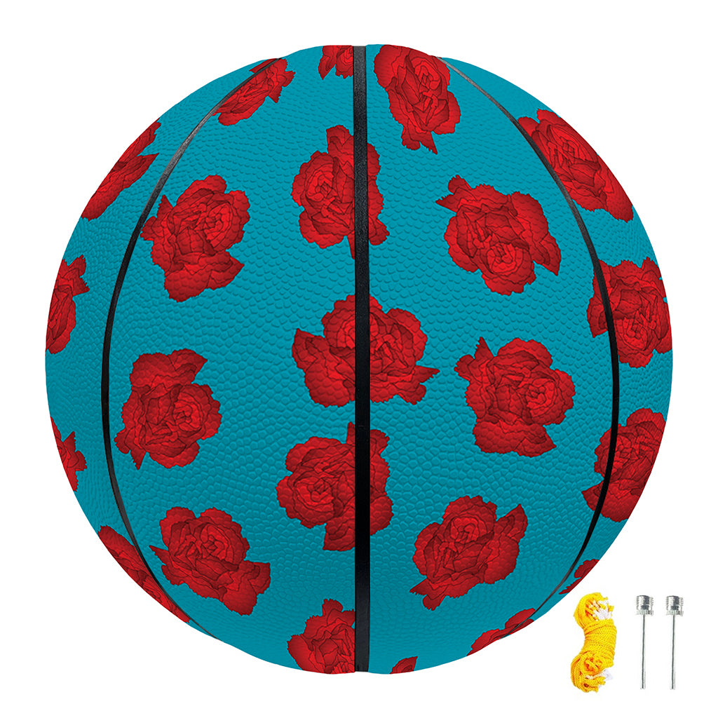 Red And Blue Carnation Pattern Print Basketball