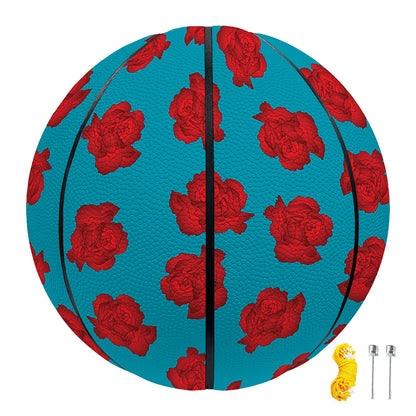 Red And Blue Carnation Pattern Print Basketball