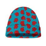 Red And Blue Carnation Pattern Print Beanie