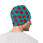 Red And Blue Carnation Pattern Print Beanie