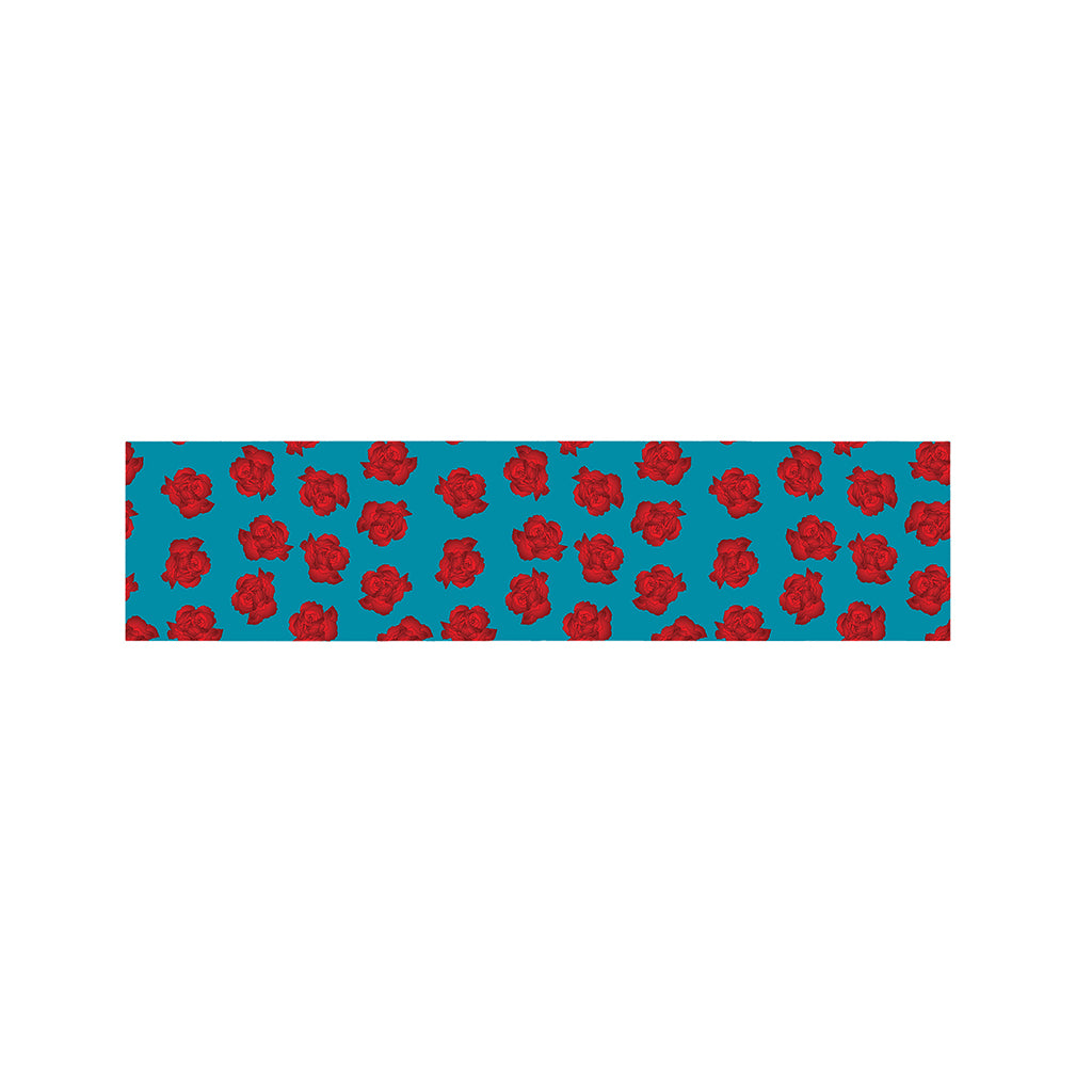 Red And Blue Carnation Pattern Print Bed Runner