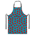 Red And Blue Carnation Pattern Print Bib Apron With Pocket