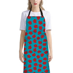 Red And Blue Carnation Pattern Print Bib Apron With Pocket