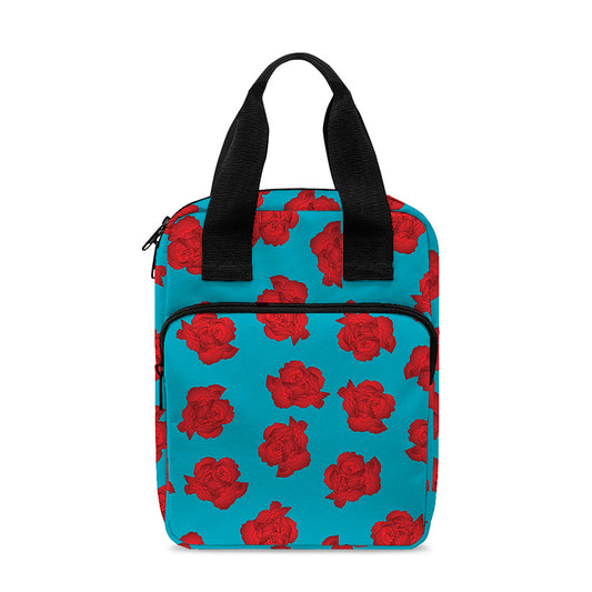 Red And Blue Carnation Pattern Print Bible Tote Bag