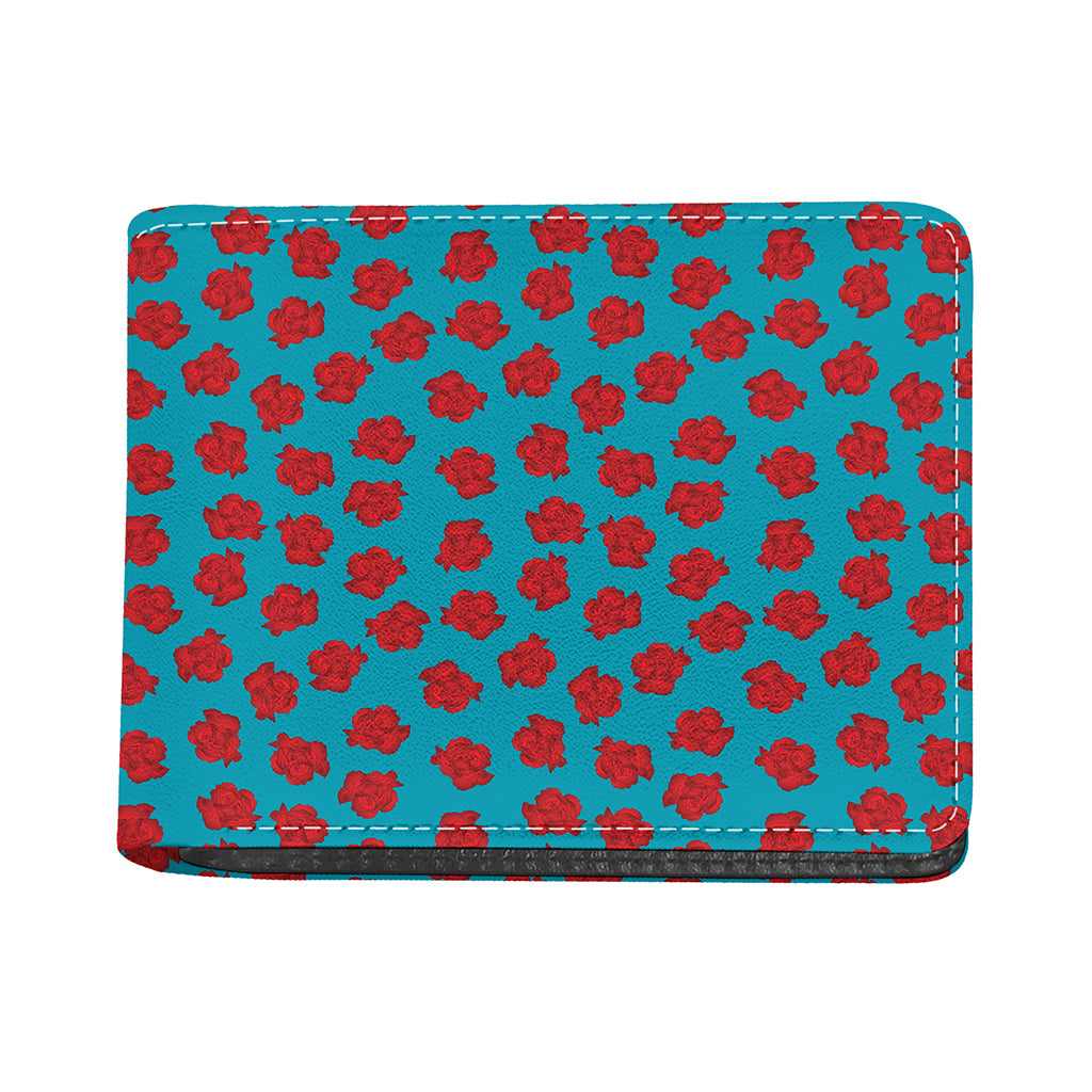 Red And Blue Carnation Pattern Print Bifold Wallet