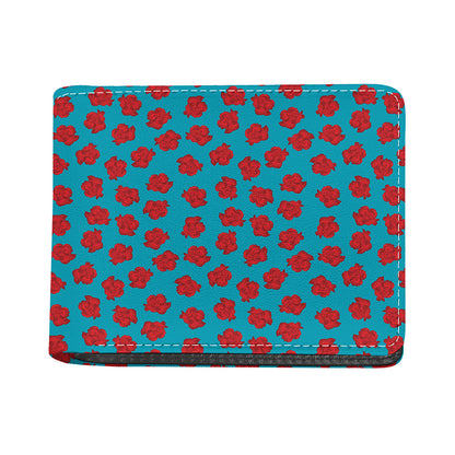 Red And Blue Carnation Pattern Print Bifold Wallet