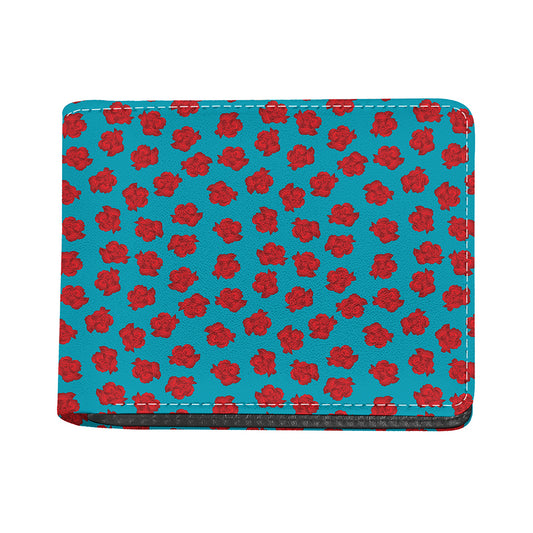 Red And Blue Carnation Pattern Print Bifold Wallet