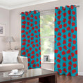 Red And Blue Carnation Pattern Print Dimout Grommet Curtains