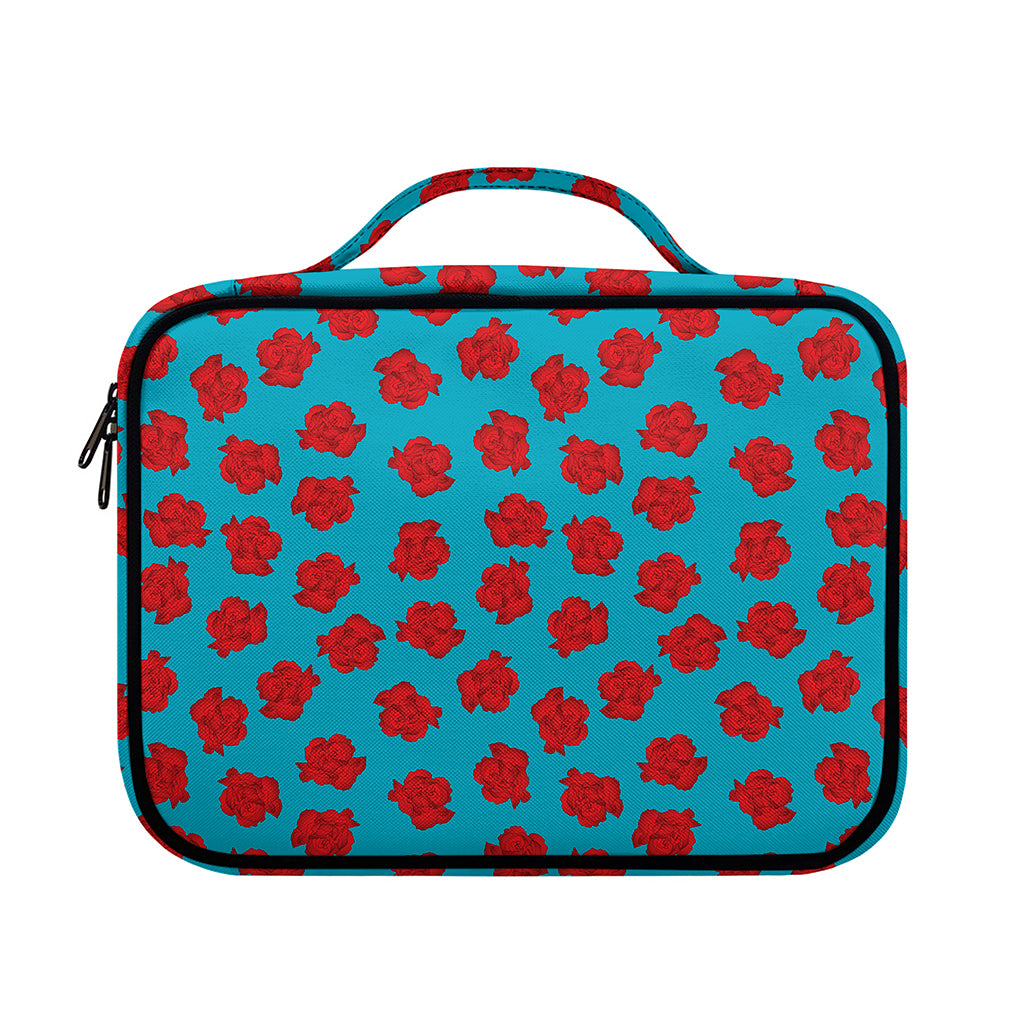 Red And Blue Carnation Pattern Print Briefcase Bible Bag