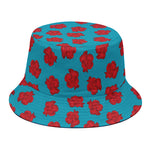 Red And Blue Carnation Pattern Print Bucket Hat