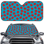 Red And Blue Carnation Pattern Print Car Windshield Sun Shade