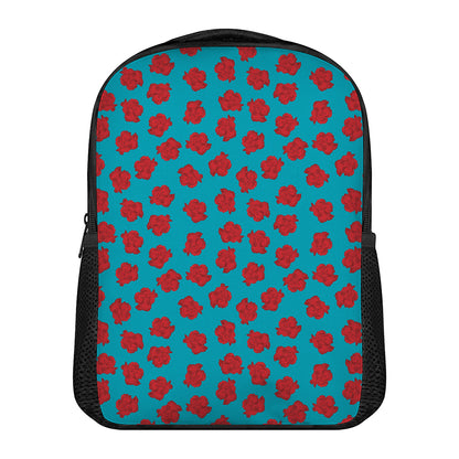 Red And Blue Carnation Pattern Print Casual Backpack