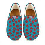 Red And Blue Carnation Pattern Print Casual Shoes