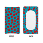 Red And Blue Carnation Pattern Print Changing Pad Cover