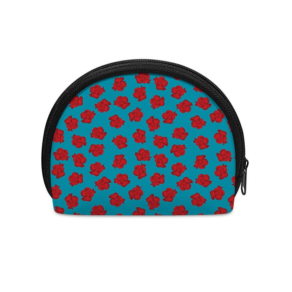 Red And Blue Carnation Pattern Print Coin Purse