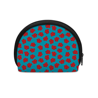 Red And Blue Carnation Pattern Print Coin Purse