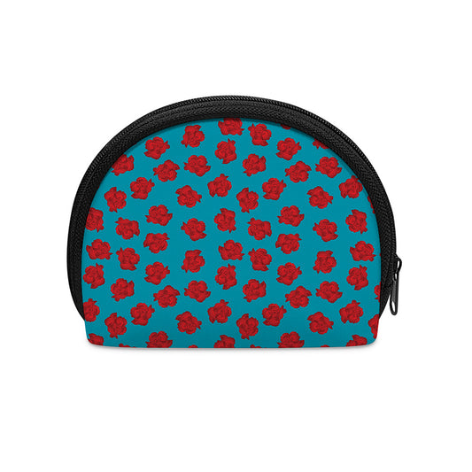 Red And Blue Carnation Pattern Print Coin Purse