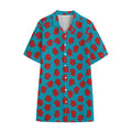 Red And Blue Carnation Pattern Print Cotton Hawaiian Shirt