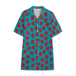 Red And Blue Carnation Pattern Print Cotton Hawaiian Shirt